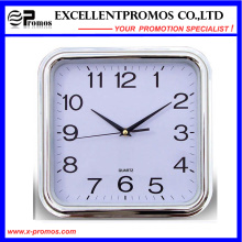 Silber Rahmen Logo Printing Square Kunststoff Wanduhr (Item27)